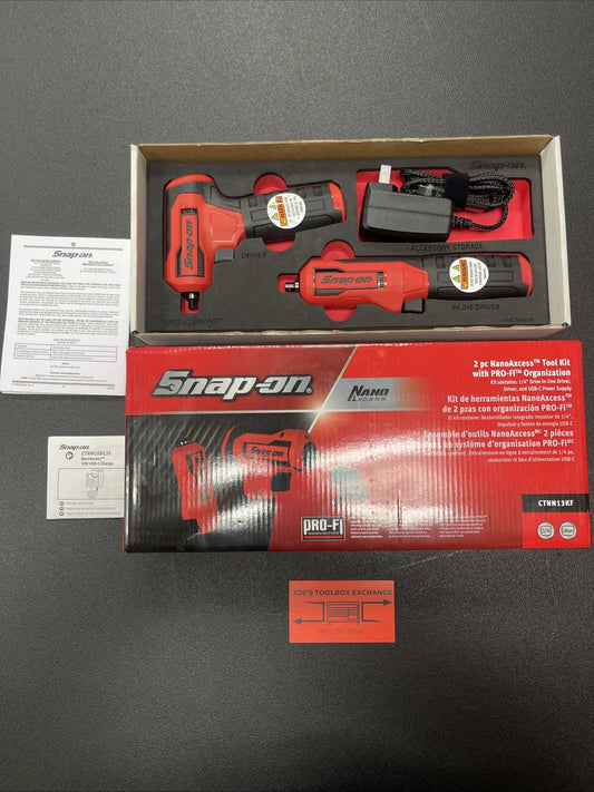 SNAP ON TOOLS NEW CTNN13KF Nano/Axcess Tool Kit RED  1/4" Drive 2Pc All Pieces