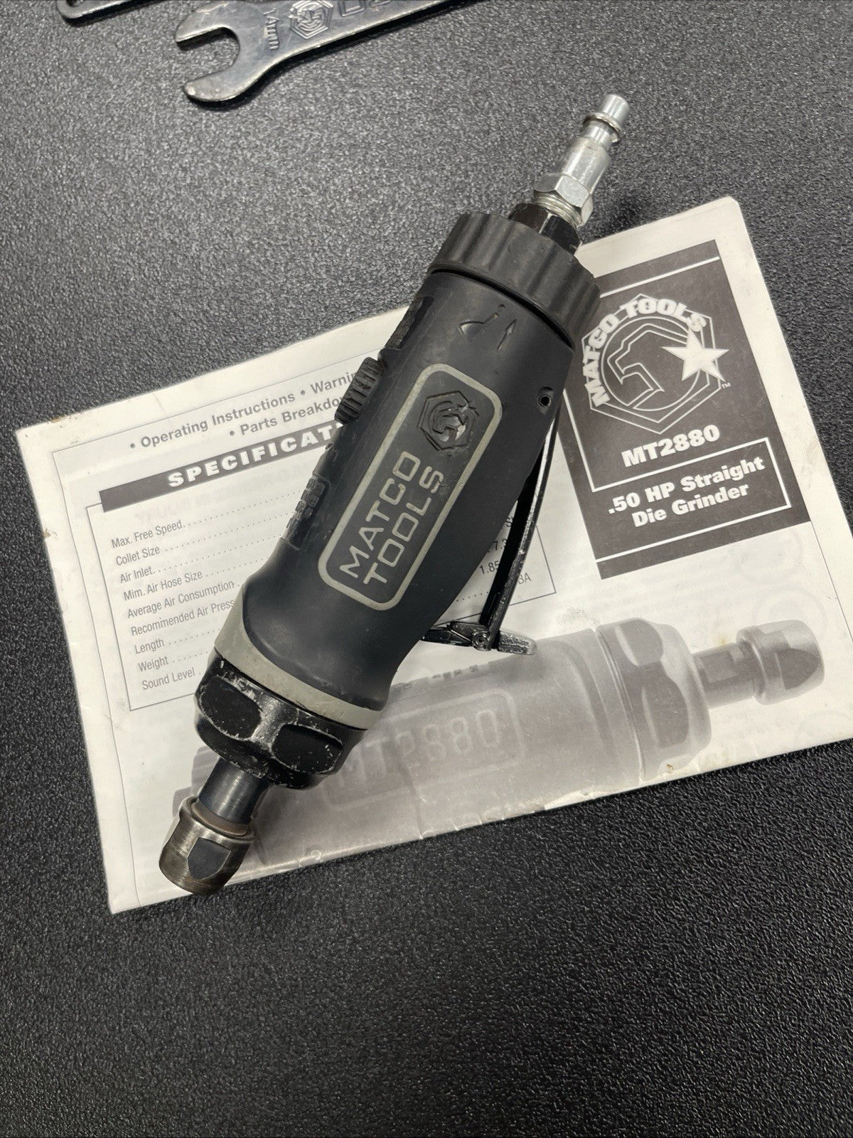 Matco Tools MT2880 .50HP Straight Die Grinder 22,000 RPM Black R2
