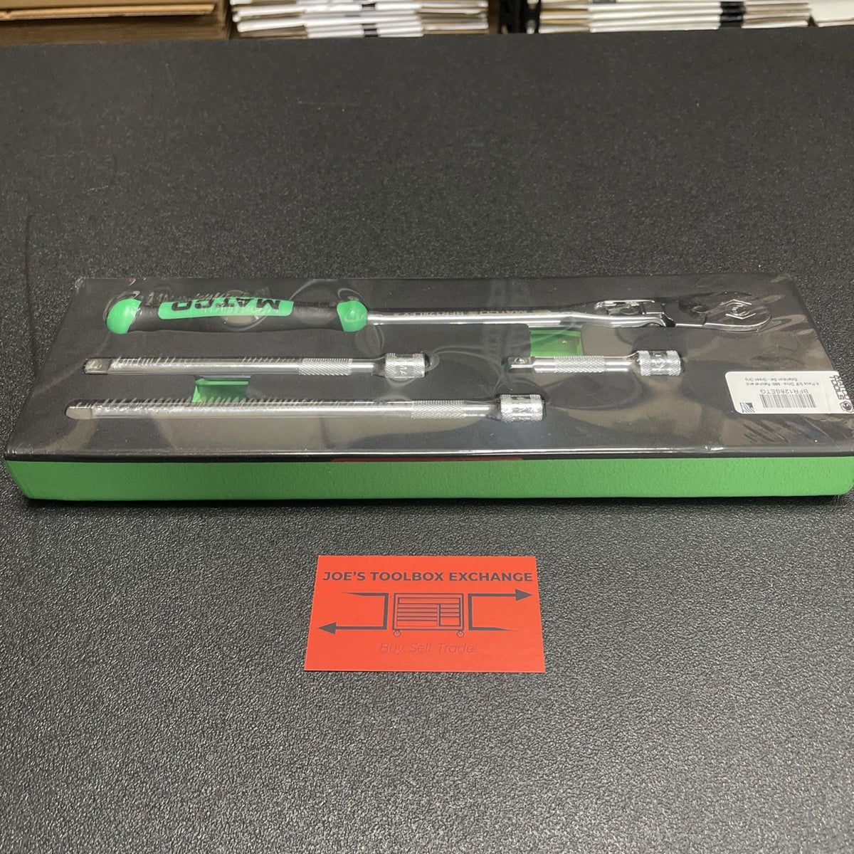 Matco Tools 3/8" Drive Flex Ratchet + Extensions Foam Set Green BFR128SETG