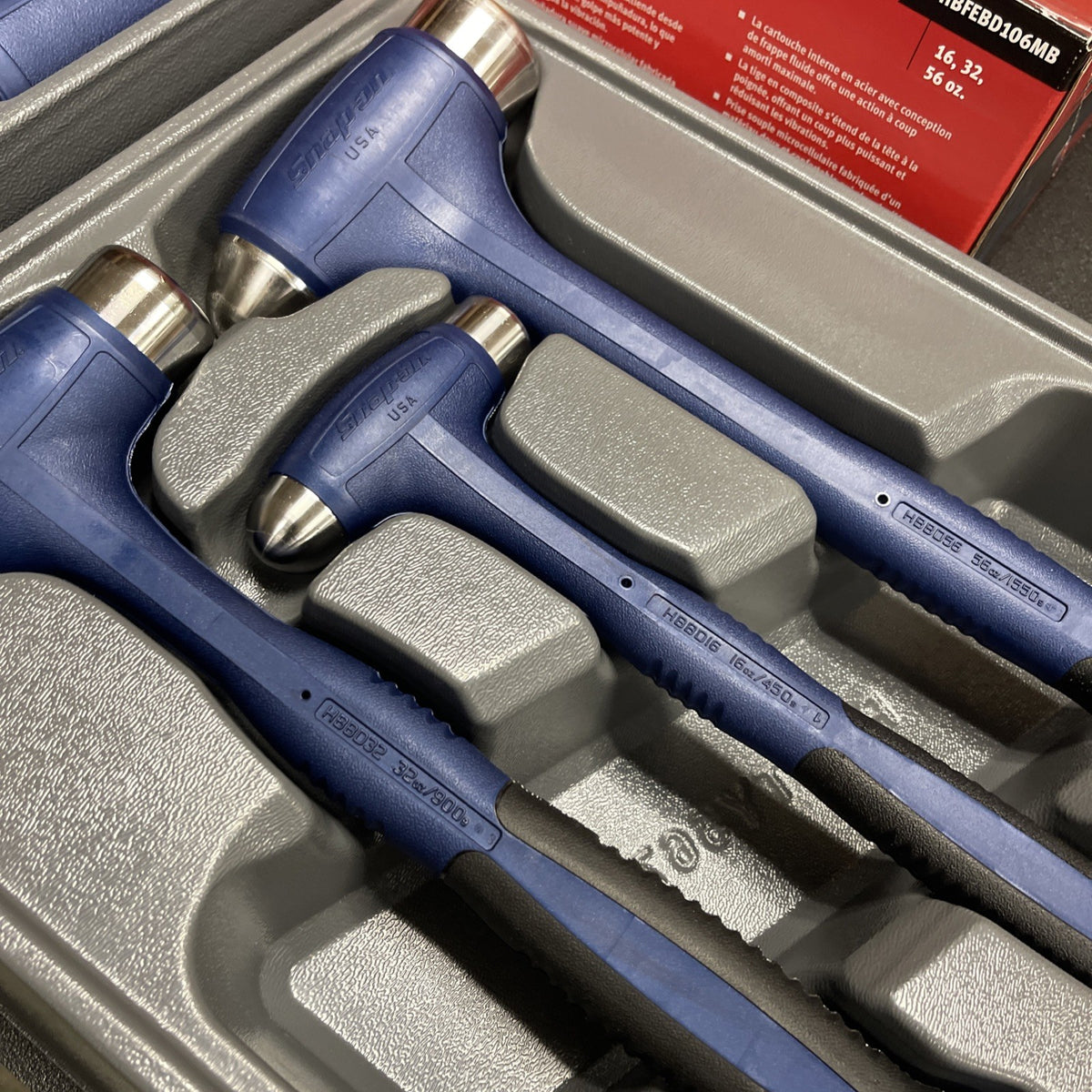 SNAP ON TOOL HBFEBD106 MB PWR BLUE Dead Blow Hammers 6Pc Ball Peen 16, 32, 56oz+
