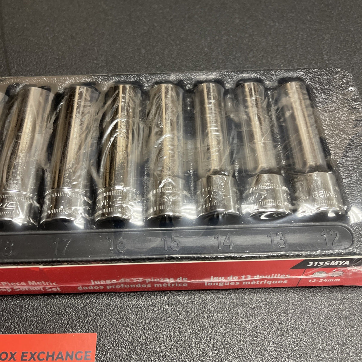 SNAP ON 313SMYA 13 Piece Metric Deep Socket Set . 1/2 In Drive. 12-24 MM