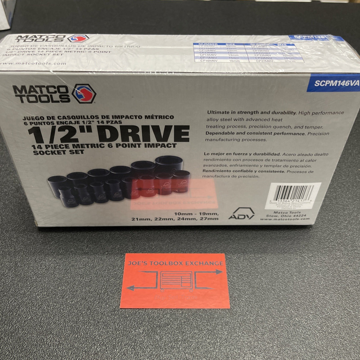 MATCO SCPM146VA 1/2" Drive Metric 6 pt. Impact socket set NEW 10-24mm
