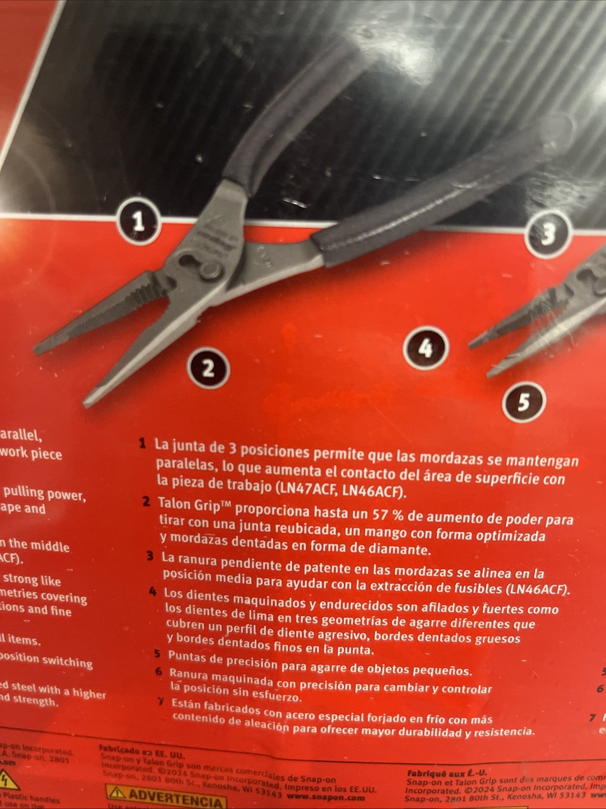 Snap-On Tools TITANIUM 3pc Soft Grip Long Nose Slip Joint Pliers Set PL3LNSJCFDT