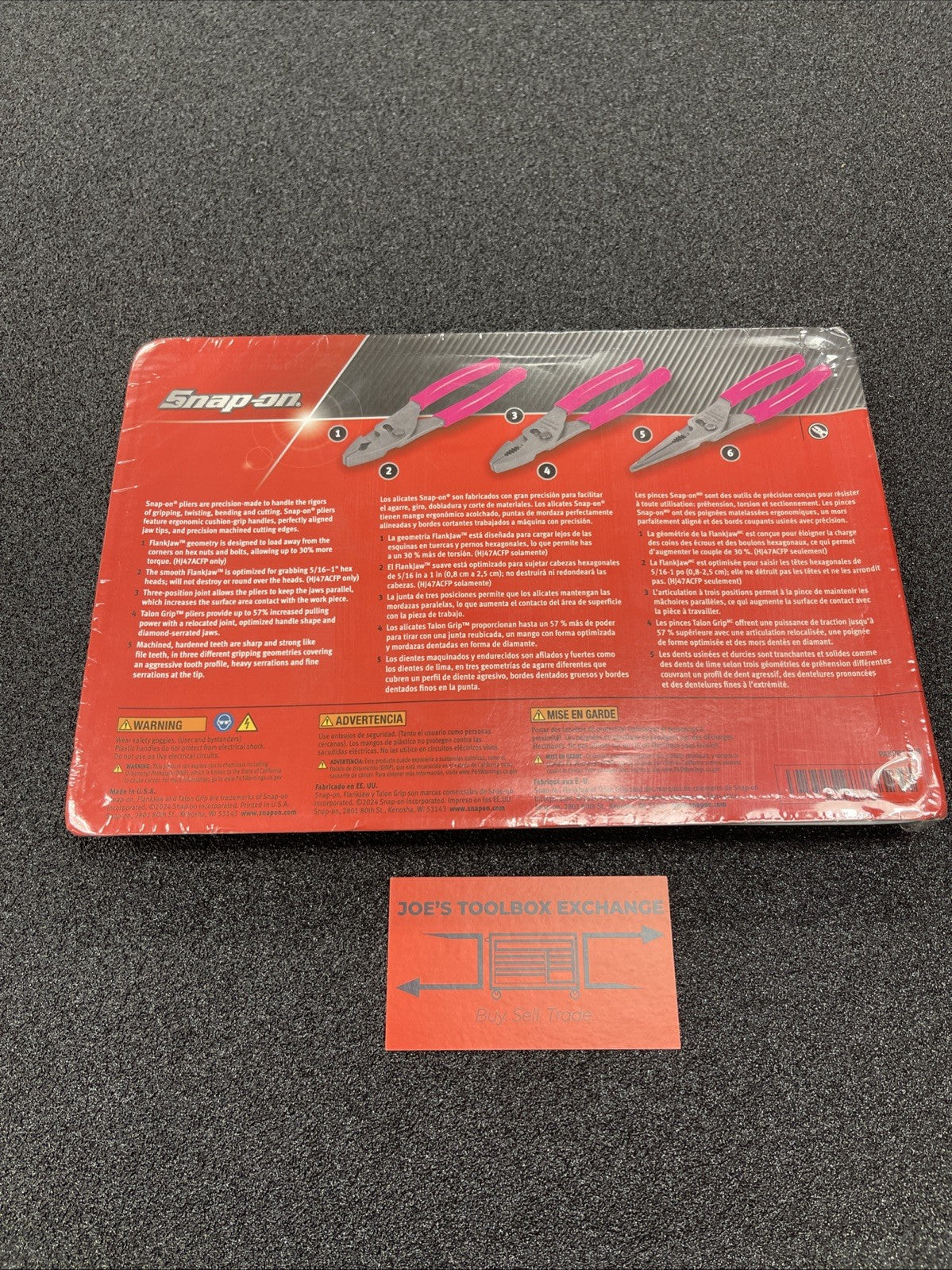 Snap-on Tools USA NEW 3pc ELECTRIC PINK 8” Slip Joint Pliers Set PL347ACFEP