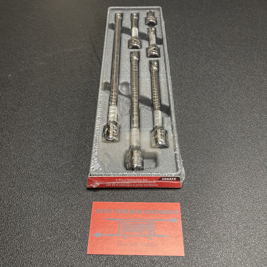 Snap-On Tools 6pc 3/8" Drive Knurled Chrome Socket Extension Set 206AFX USA NEW