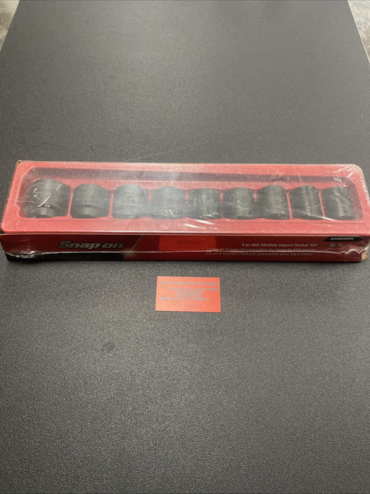 Snap-on NEW LARGE 9 Pc 1/2" Drive 6-Pt. SAE Shallow Impact Socket Set 309IMADDON
