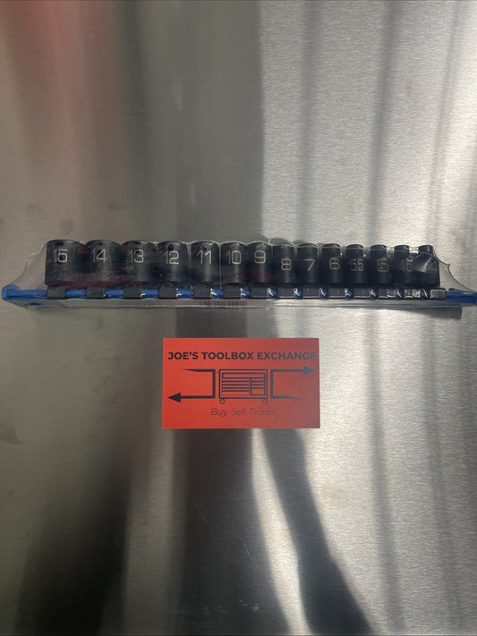 New SAPM146V Matco 14 Piece Metric Impact Socket Set  1/4 Drive Short Shallow