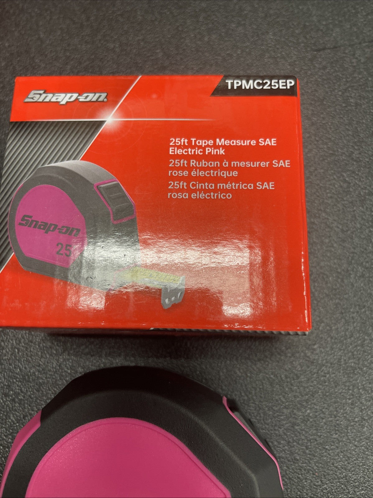 Snap-on Tools NEW Electric Pink 25' SAE Tape Measure TPMC25EP