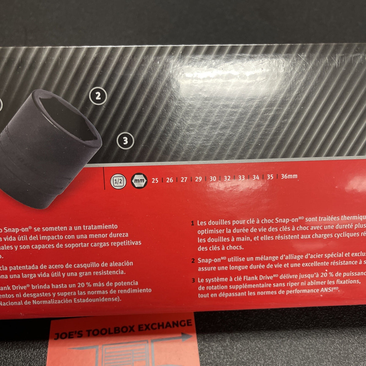 Snap-on NEW 10pc 1/2" Dr Metric Shallow Impact Socket Set 25–36mm 310IMMADDON