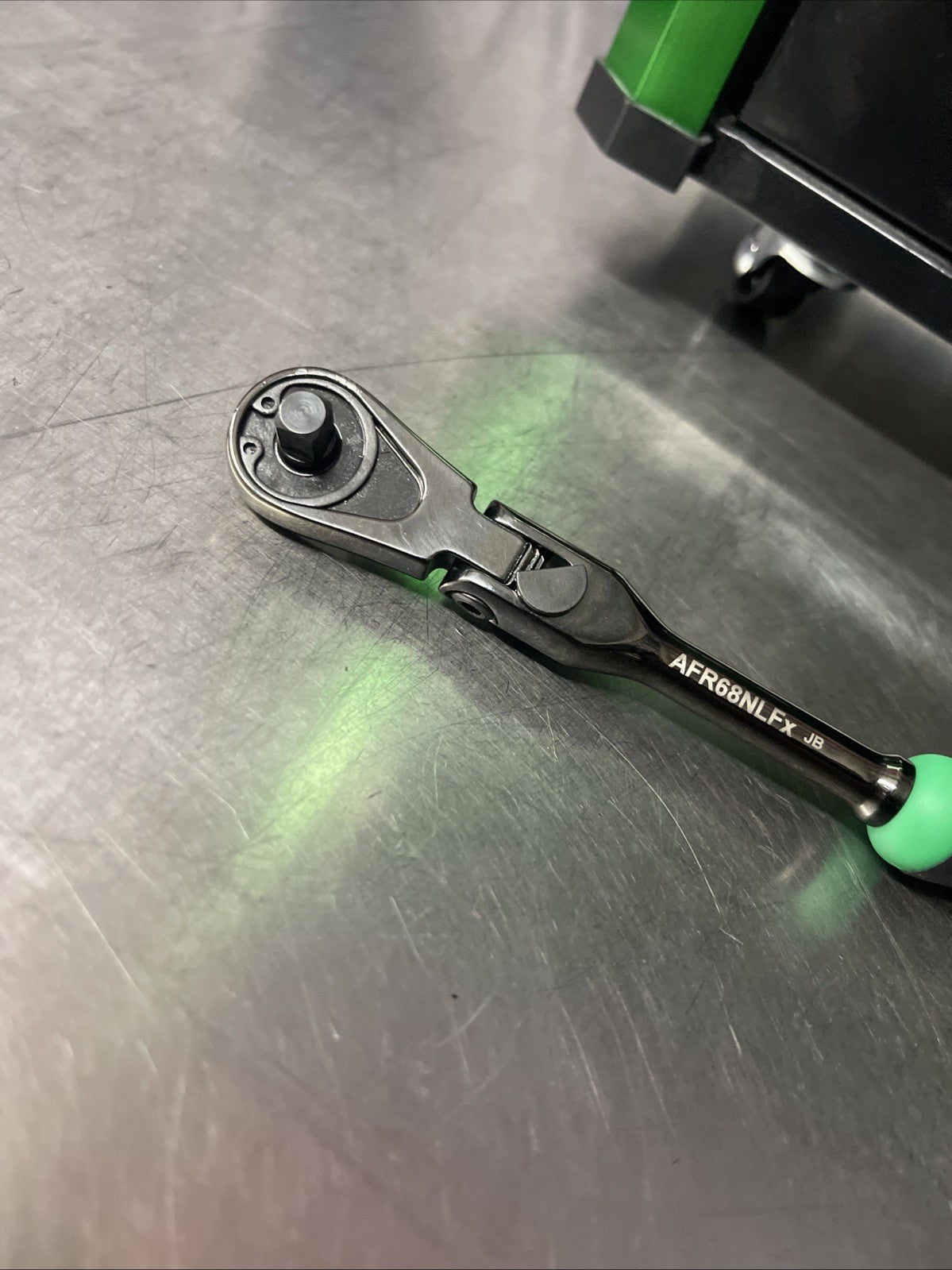 NEW! Matco Tools Black Nickel AFR68NLFG 1/4” Locking Flex Head Ratchet Green