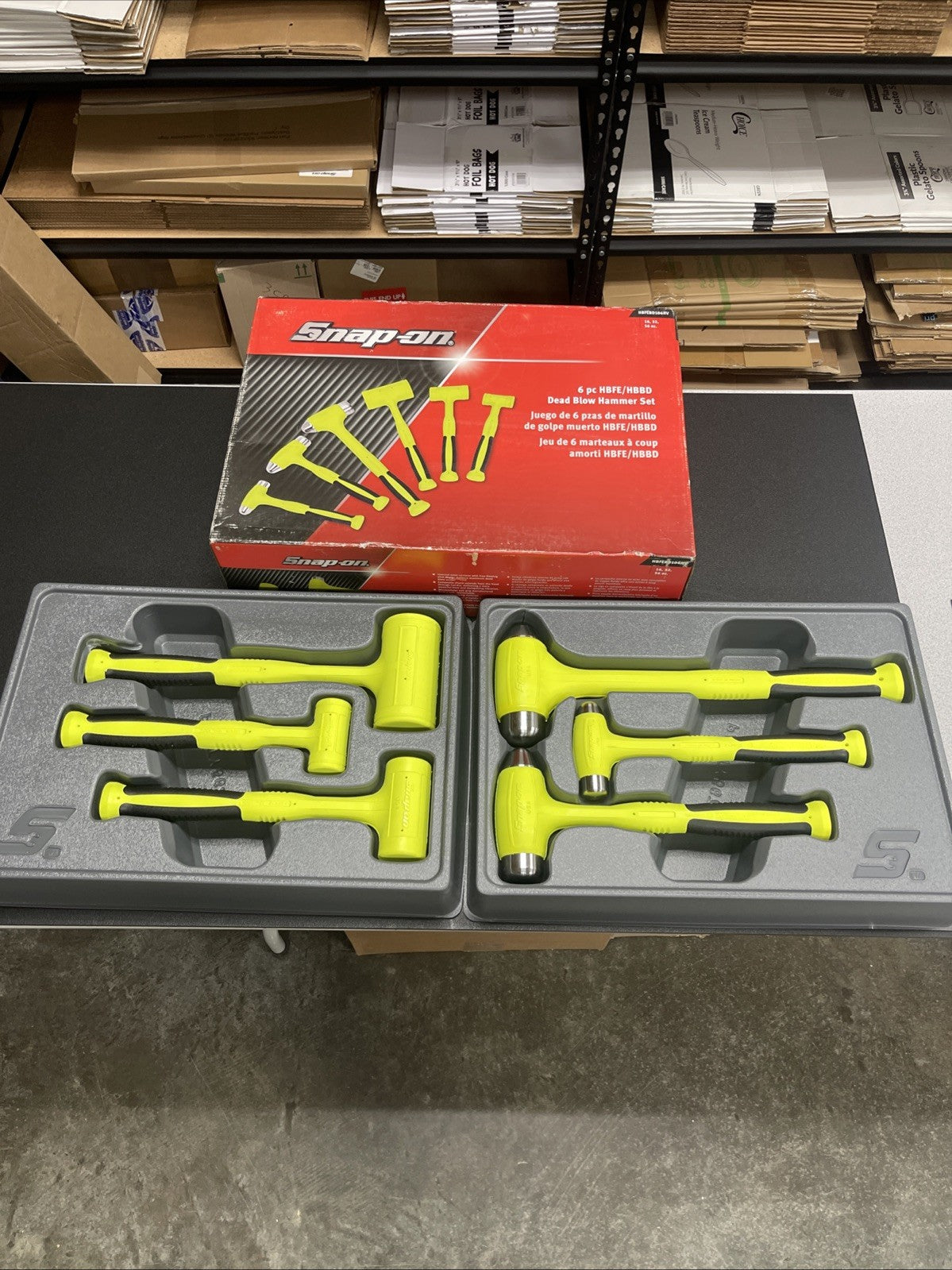 SNAP ON TOOLS HBFEBD106 HV HI-VIZ Dead Blow Hammers 6Pc Ball Peen 16, 32, 56oz +