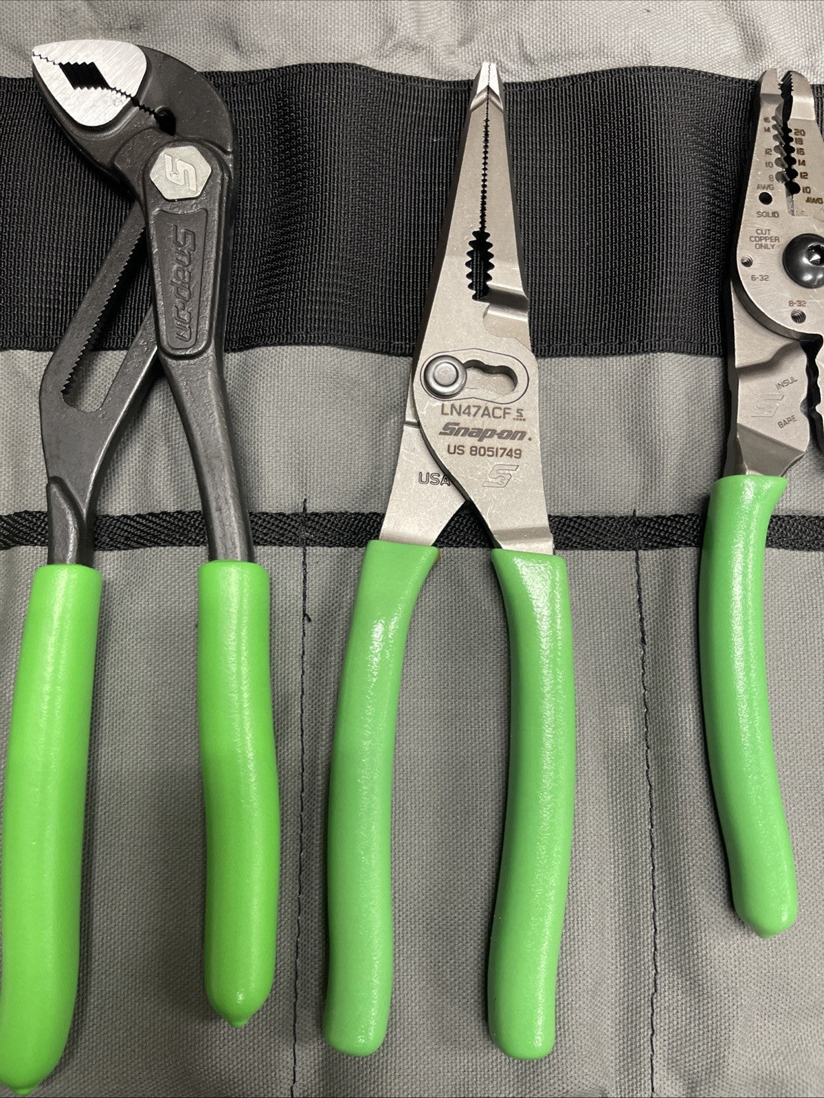 NEW Snap On 4pc Plier Set ( 388ACF + PWCS9AF + LN47ACF + AWPBX10) PL4TGKB1G