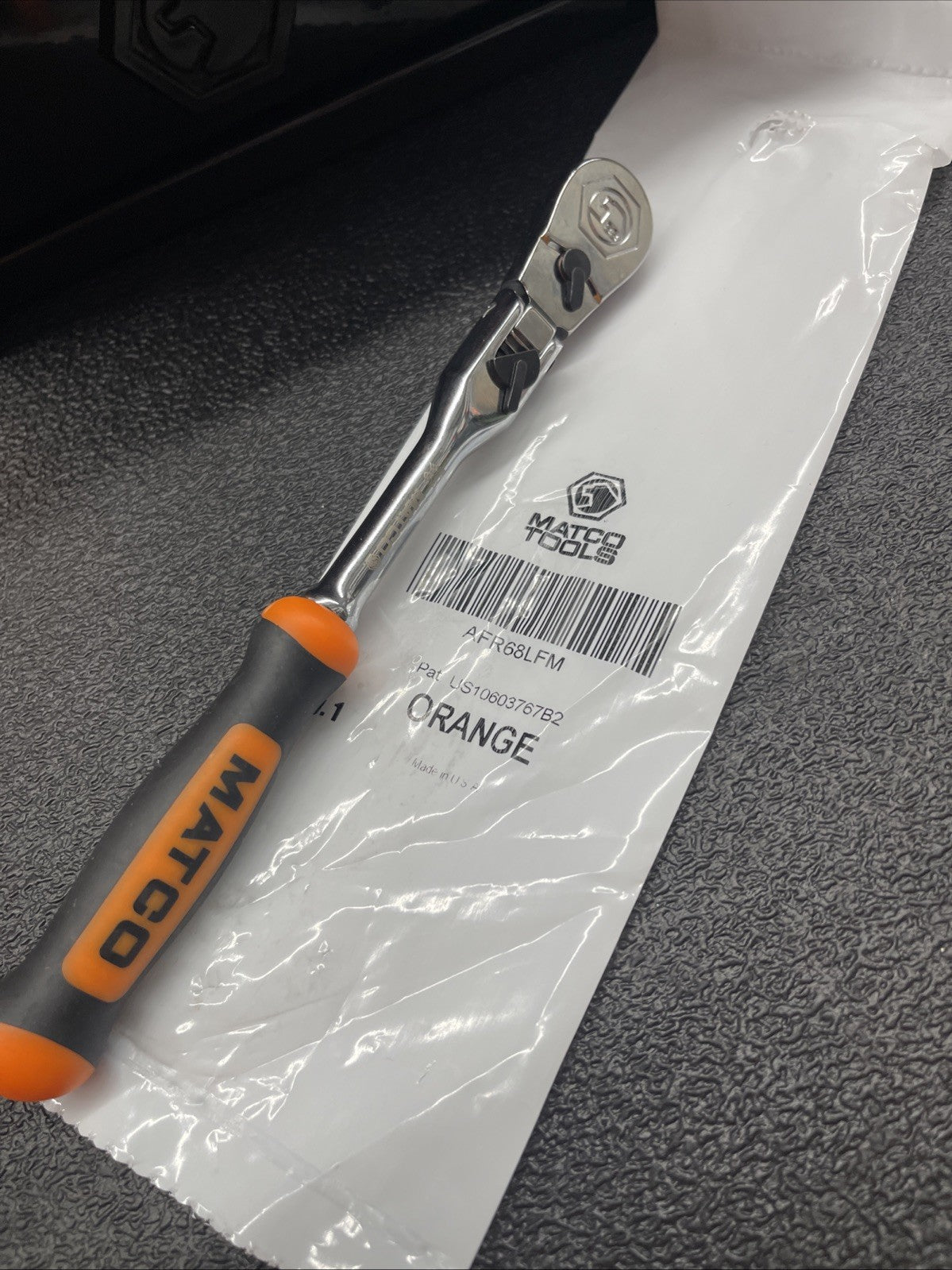 NEW! Matco Tools AFR68LFM 1/4” Locking Flex Head Ratchet 7-3/4” Orange