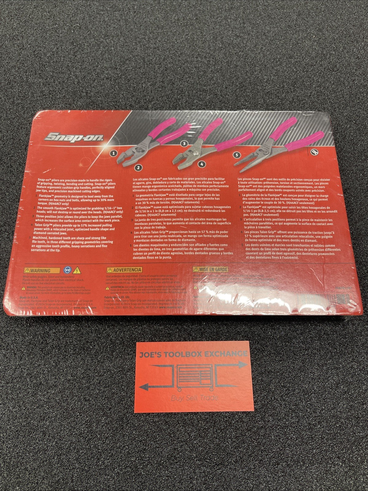 Snap-on Tools USA NEW PINK 3pc Talon Grip Slip Joint Pliers Set PL346ACFEP