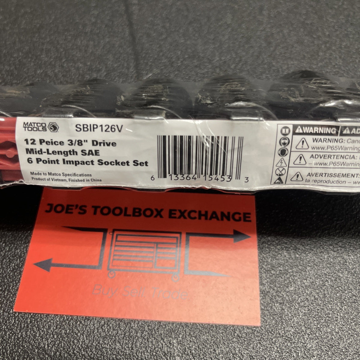 MATCO 12 PIECE 3/8" DRIVE SAE 6 POINT ADV MID-LENGTH IMPACT SOCKET SET SBIP126V