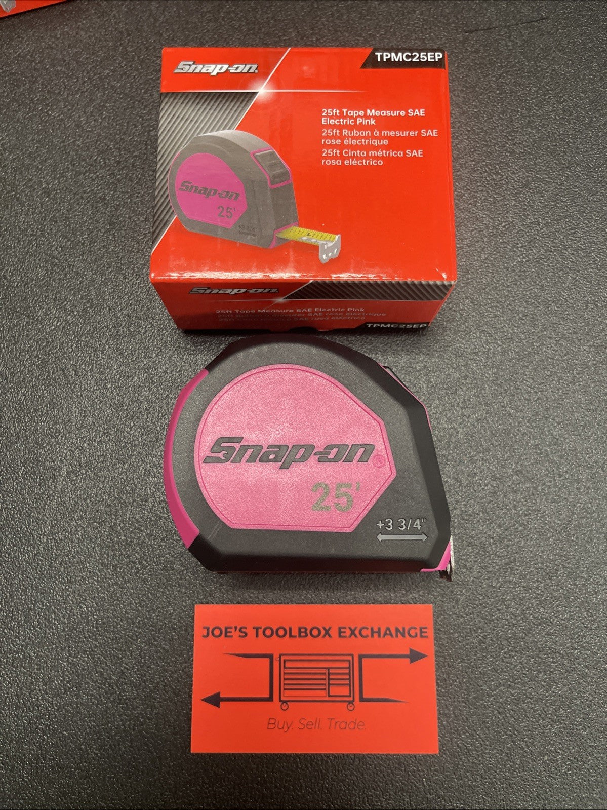 Snap-on Tools NEW Electric Pink 25' SAE Tape Measure TPMC25EP
