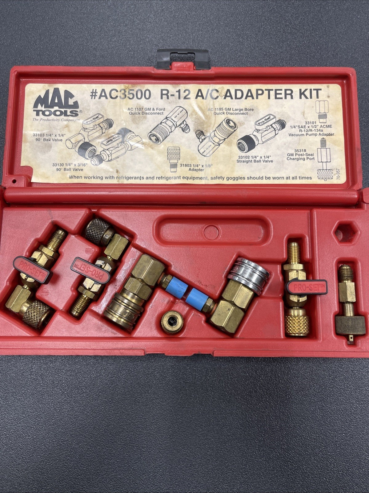 Mac Tools AC3500  R-12 A/C Adapter Kit  Pro Set