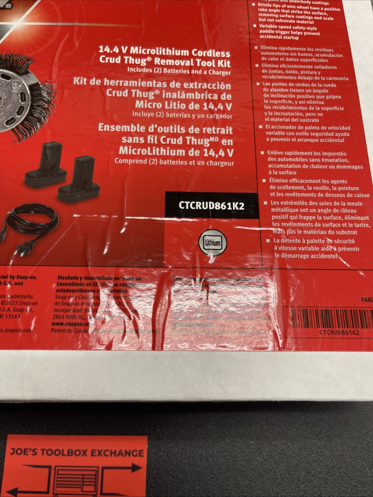 NEW SNAP ON CTCRUD861K2 14.4 V CORDLESS CRUD THUG REMOVAL TOOL KIT X2 Batteries