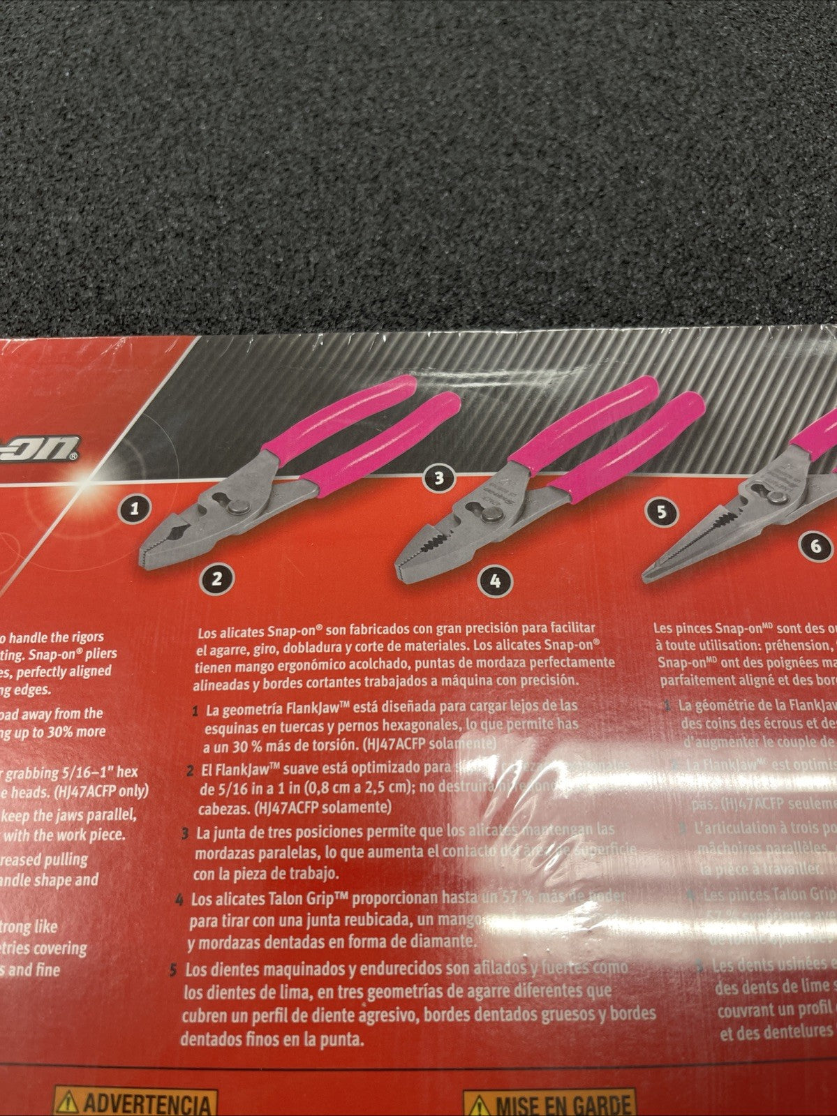 Snap-on Tools USA NEW 3pc ELECTRIC PINK 8” Slip Joint Pliers Set PL347ACFEP