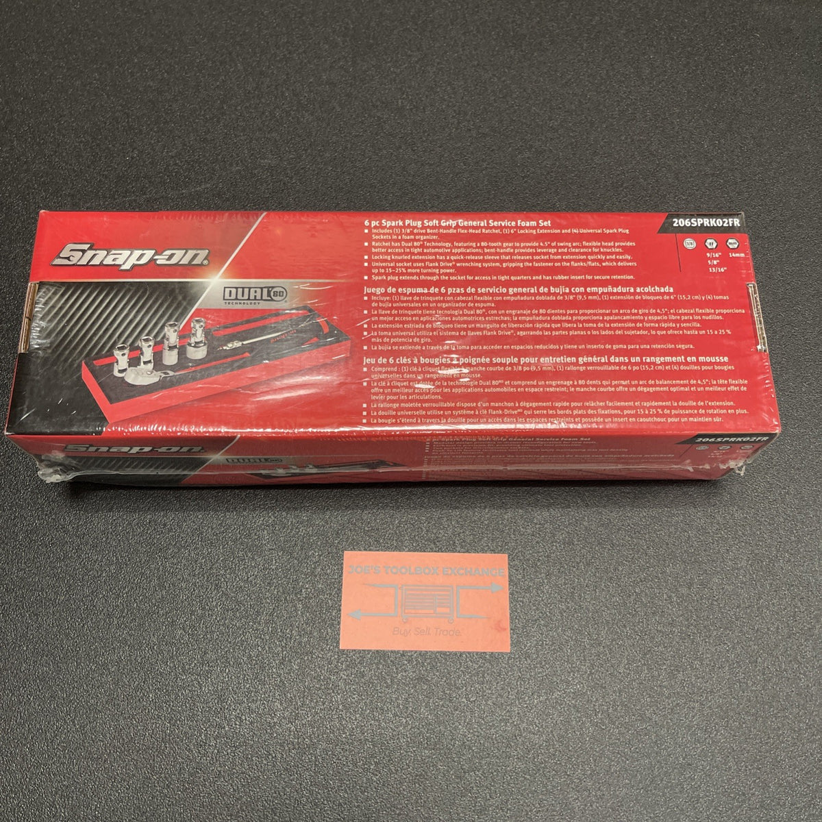 Snap-on Tools RED 6pc 3/8” Drive Spark Plug General Service Foam Set 206SPRK02FR