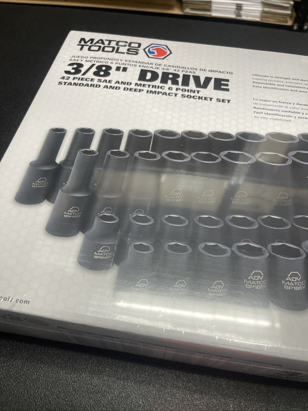 Matco Tools SBP426V 3/8" Dr 42pc SAE & Metric 6Pt Standard & Deep Impact Socket