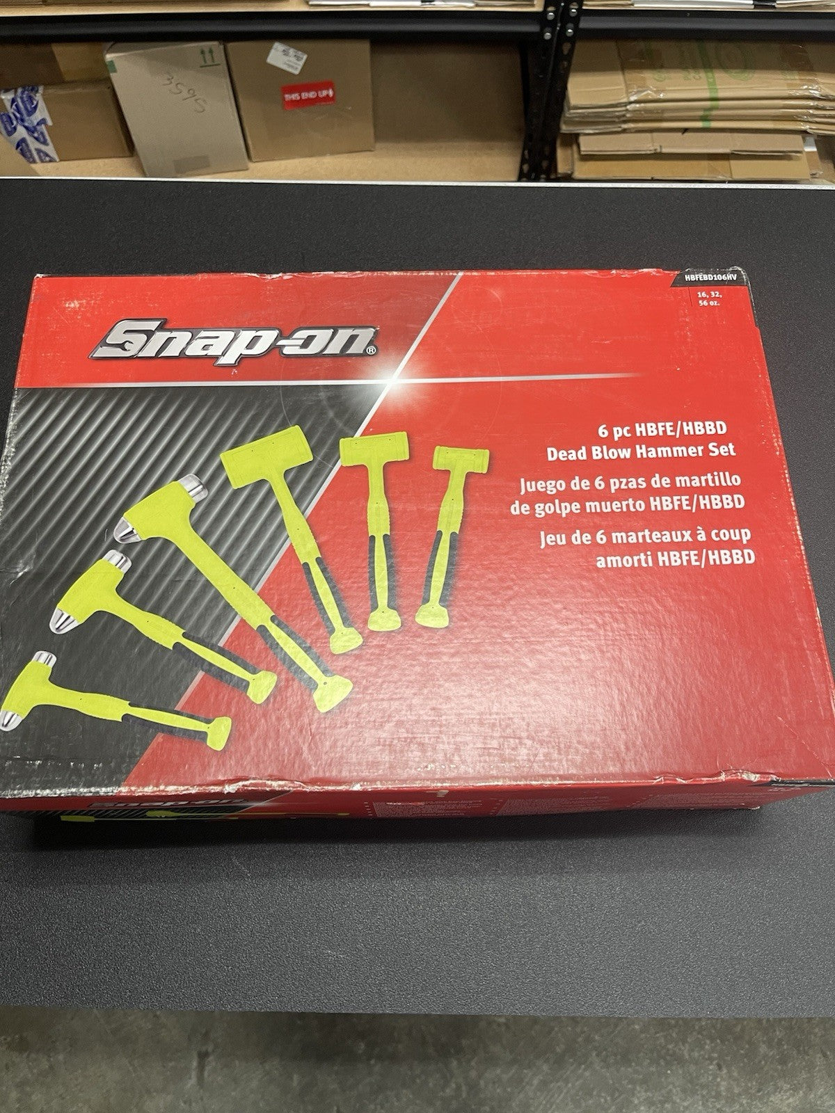 SNAP ON TOOLS HBFEBD106 HV HI-VIZ Dead Blow Hammers 6Pc Ball Peen 16, 32, 56oz +