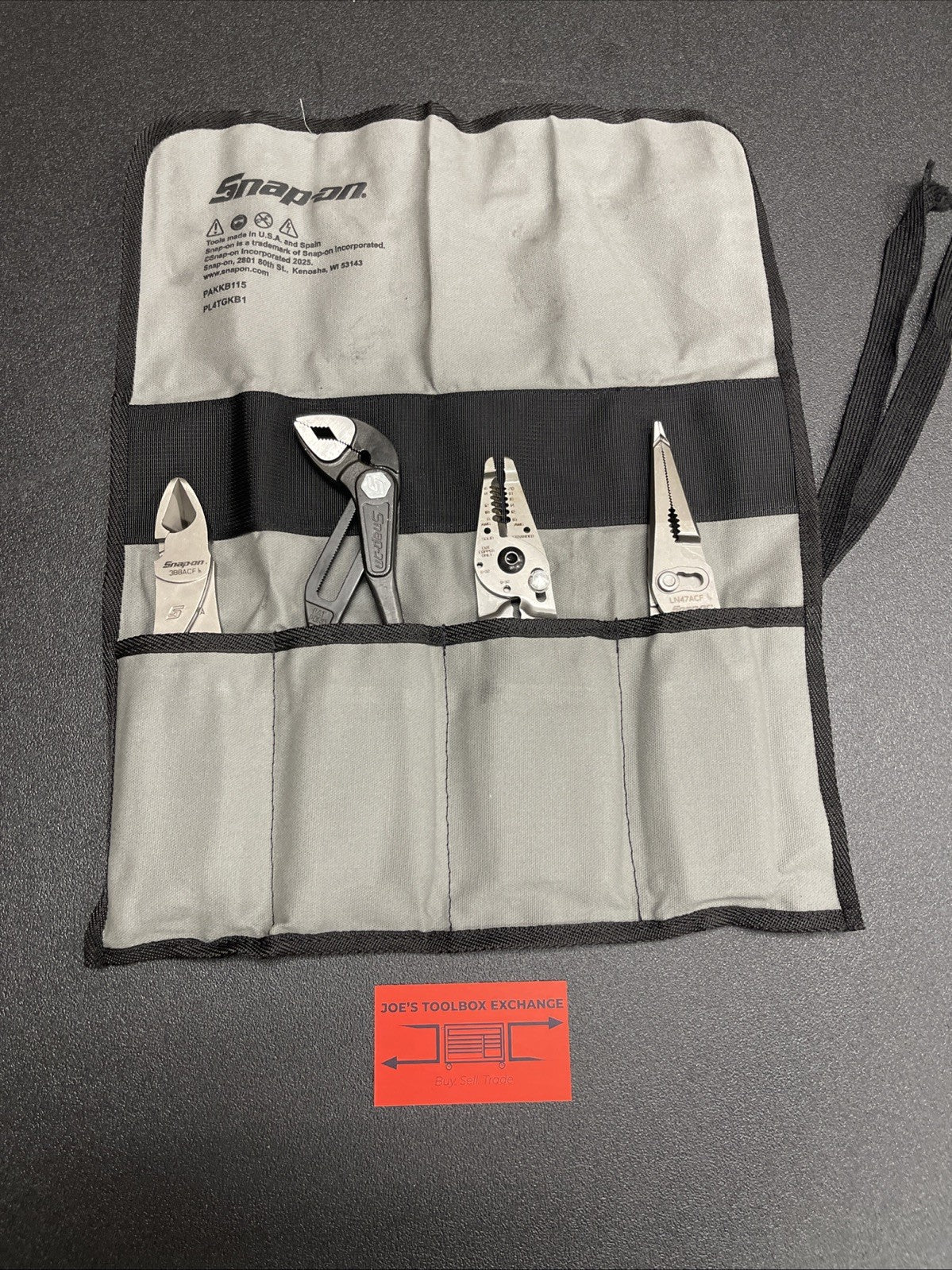 NEW Snap On 4pc Plier Set ( 388ACF + PWCS9AF + LN47ACF + AWPBX10) PL4TGKB1