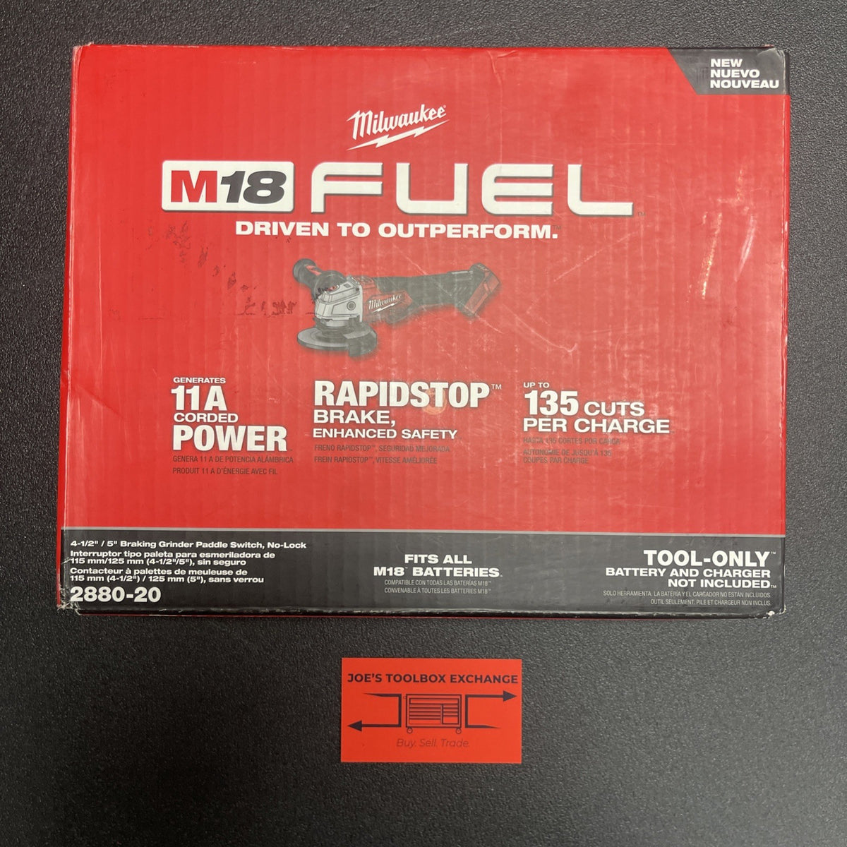 Milwaukee 2888-20 M18 FUEL 4-1/2"/5 Variable Speed Braking Grinder Paddle Switch