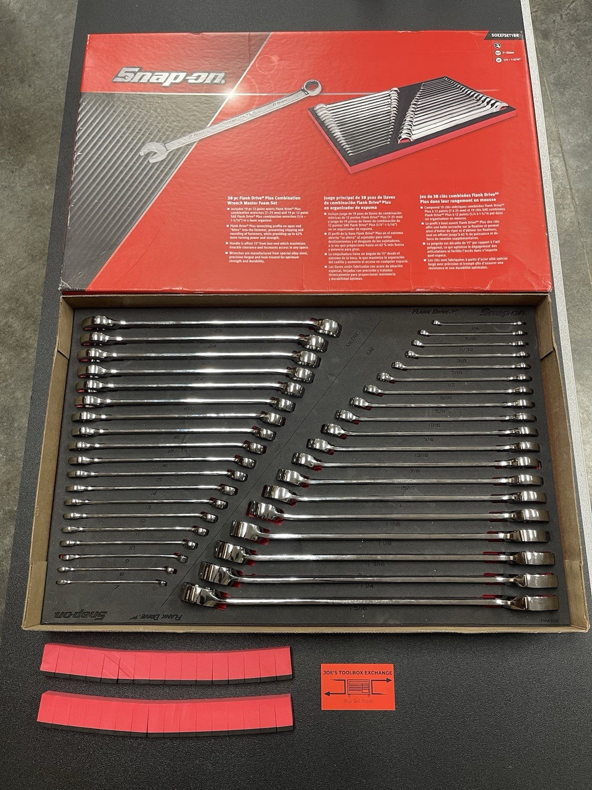 Snap-on Tools NEW RED 38pc MASTER Flank Drive PLUS Wrench Set SOEXFSET1BR