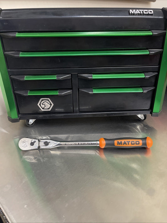 NEW! Matco Tools BFR128LFM 3/8" DRIVE 12-1/2" LOCKING FLEX HEAD RATCHET Orange